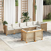 Set Divano da Giardino 8 pz con Cuscini Beige in Polyrattan 3261892