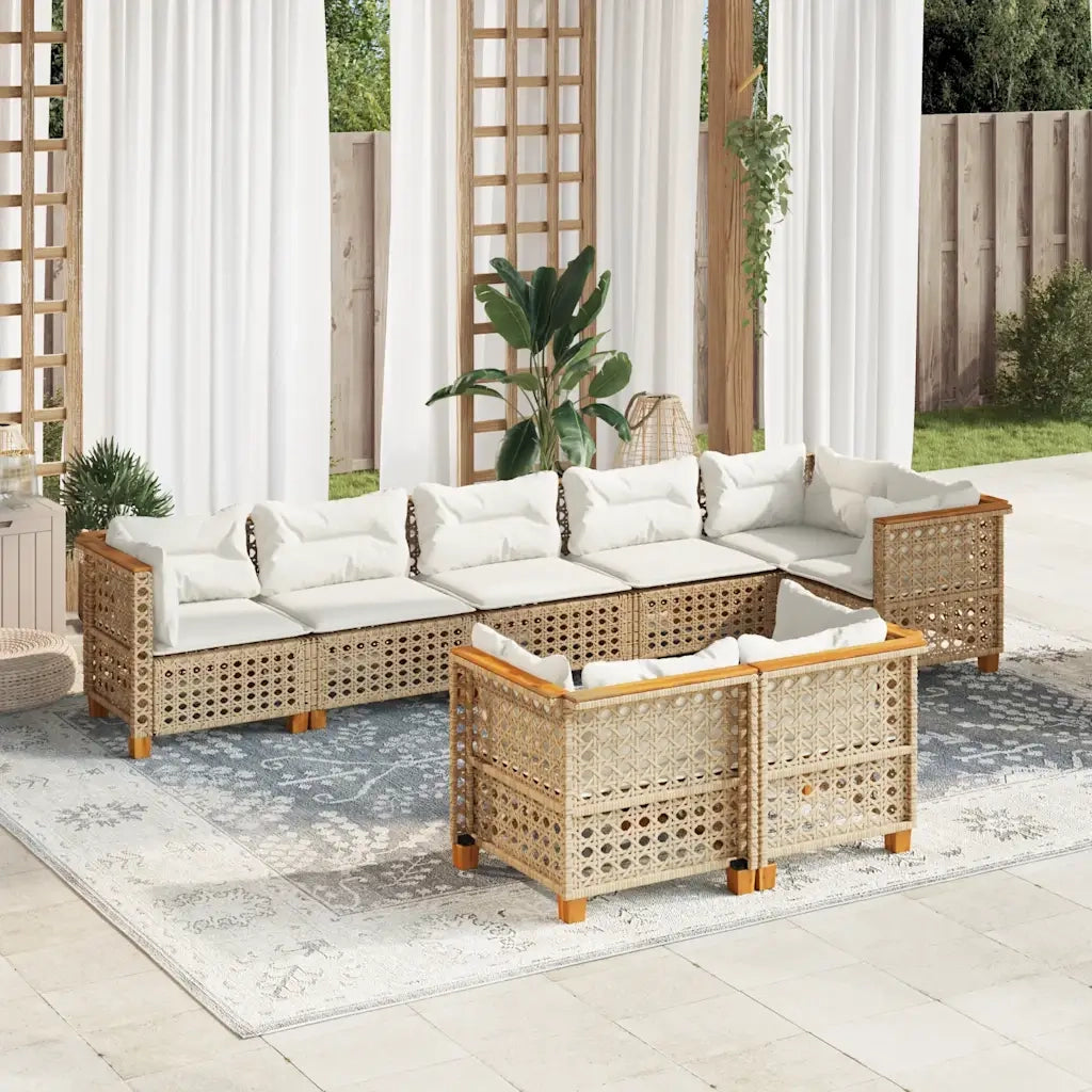 Set Divano da Giardino 8 pz con Cuscini Beige in Polyrattan 3261892