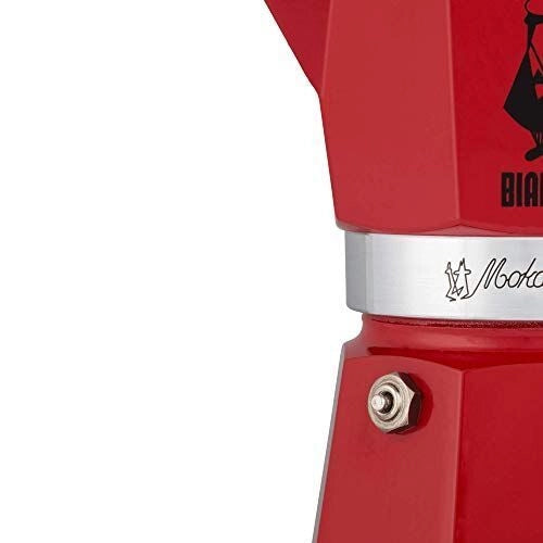 Bialetti 6633 Moka Express Caffettiera 6 Tazze 250 ml Alluminio Valvola Sicurezza colore Rosso