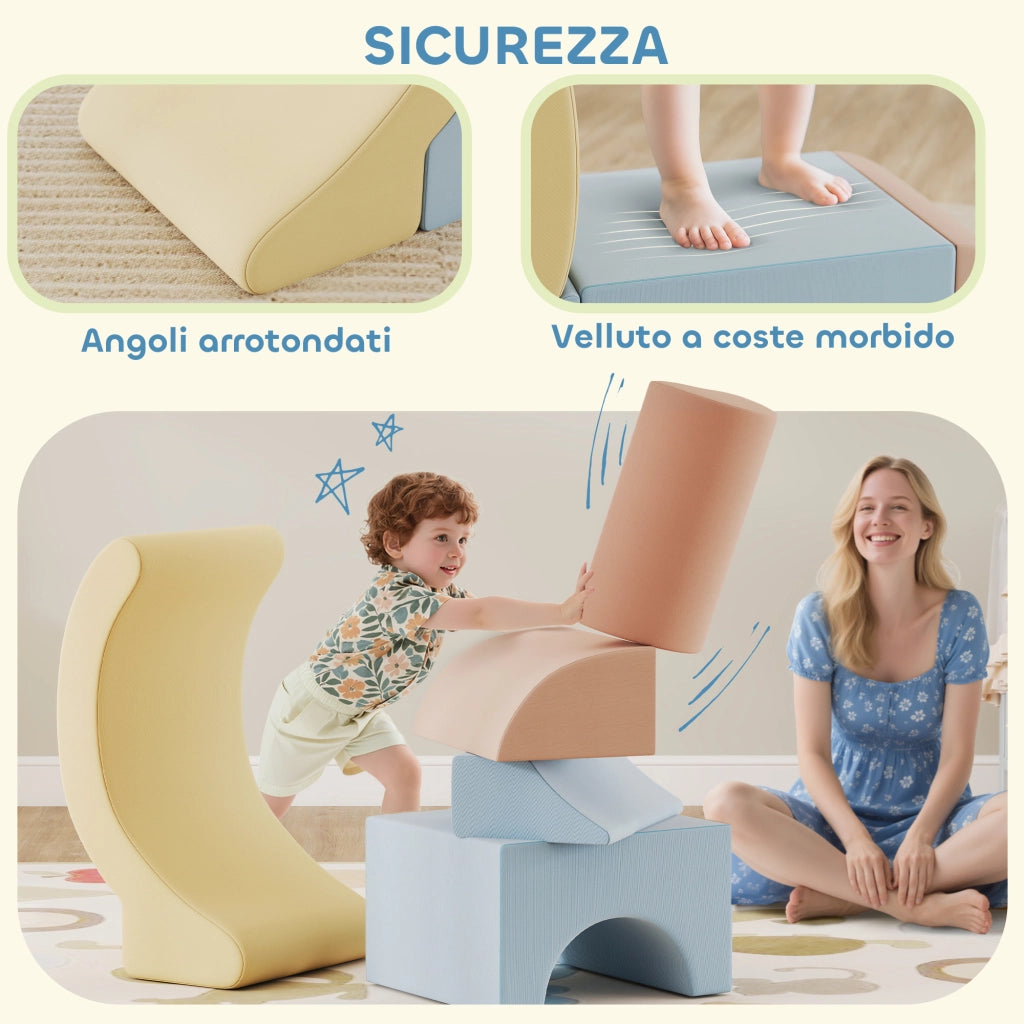 Set 5 Costruzioni Morbide per Bambini ¨C Minimal ¨C Tessuto, Multicolore