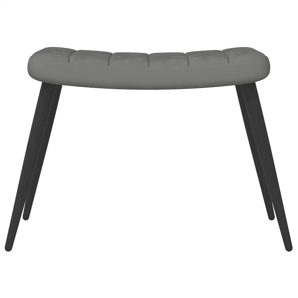 Poltrona Relax | Sedia Relax con Sgabello Grigio Scuro in Velluto