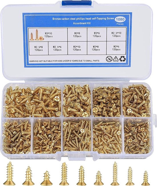 Assortimento di viti autoalimentanti, 1080 pezzi