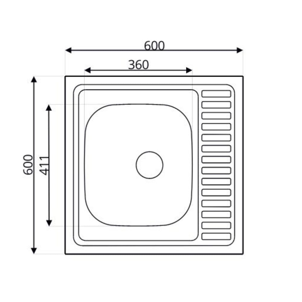 Lavello cucina quadrato da appoggio 60x60x15H una vasca inox SA24