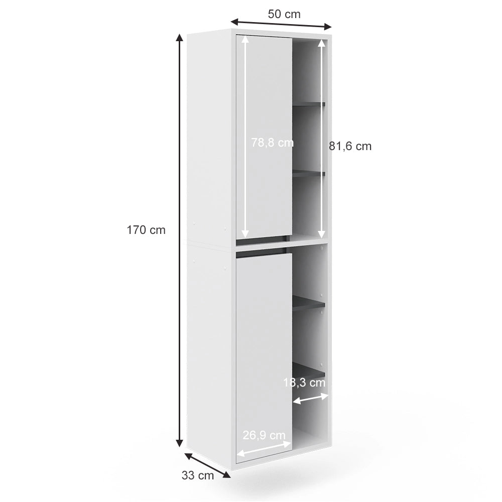 Vicco Mobile bagno alto Bianco 50 x 170 cm