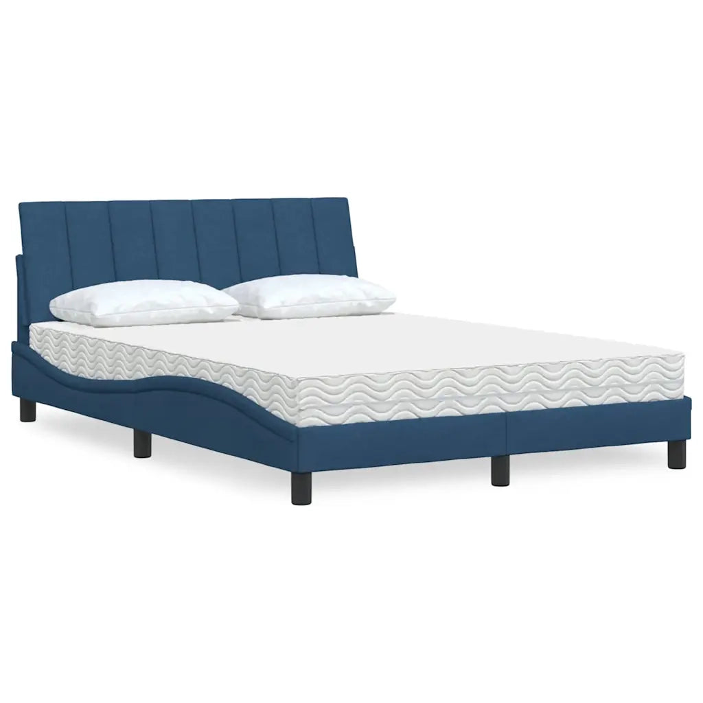 Letto con Materasso Hanko Blu 140x190 cm in Tessuto 3310530