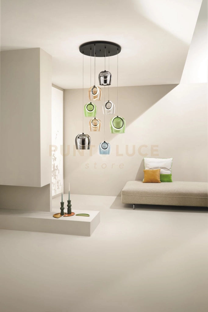 SOSPENSIONE 8 LUCI PINTA NERO LED 3000K 2880LM 48W DIMMERABILE SENZA VETRO DIMMERABILE