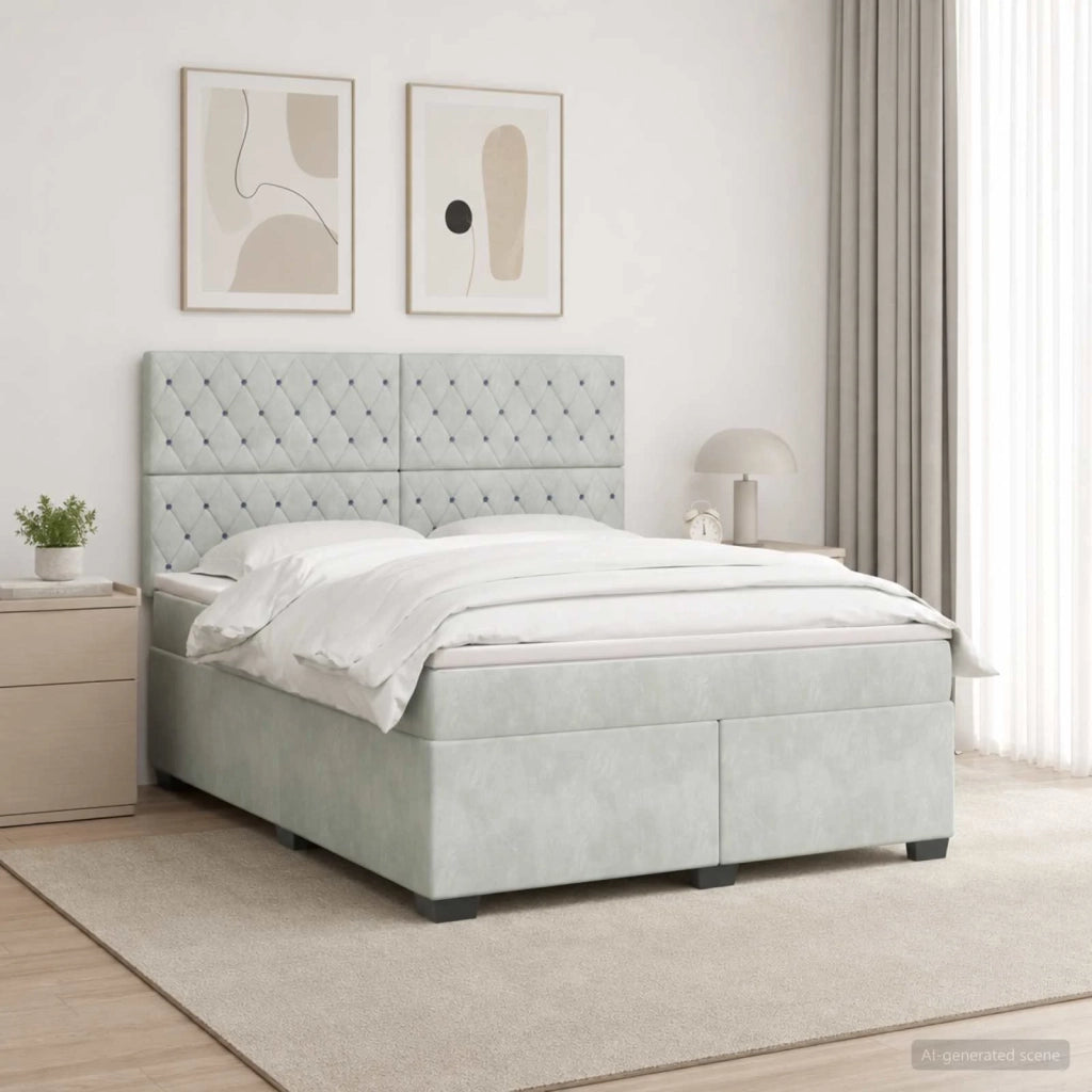 Letto box spring con materasso Grigio Chiaro 140 x 190 cm 3453632