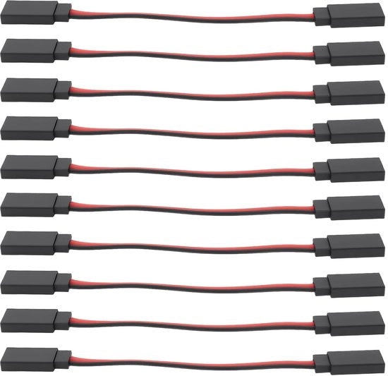 Estensione di Cavo Plug 10 pezzi - Femmina a Femmina - Lunghezza del Cavo 10 cm - Compatibile con Futaba JR Connector - Costruzione di Alta Qualità - Connessione affidabile - Cavo Servo