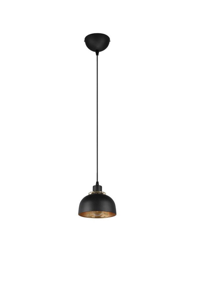 Lampada a sospensione PUNCH nera/oro metallo E27 Ø18cm