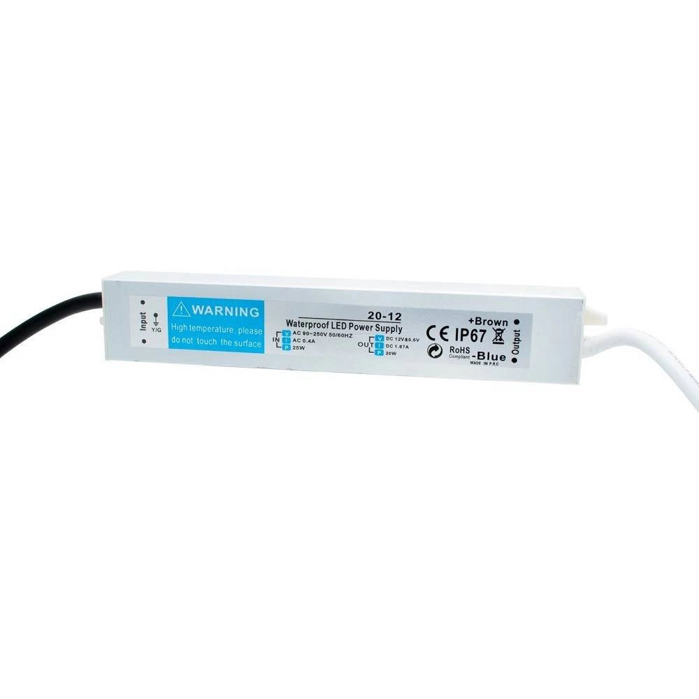 Trade Shop - Alimentatore Slim 20w Trasformatore Impermeabile Strisce Led Lampade Telecamere -