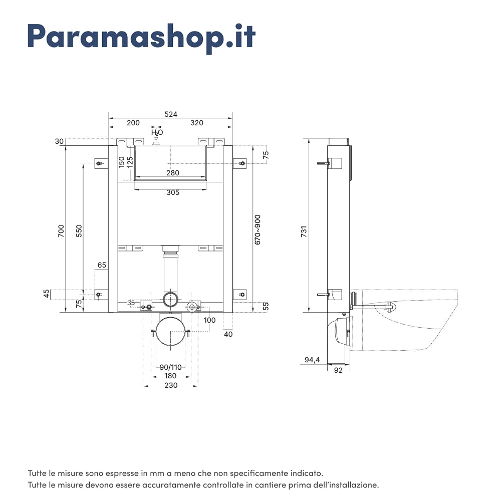 Modulo con cassetta a incasso per muratura per vaso sospeso | Fusion Fu