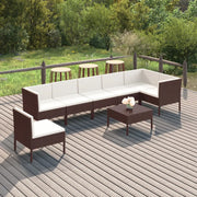 Set Divani da Giardino 8 pz con Cuscini in Polyrattan Marrone 3094387