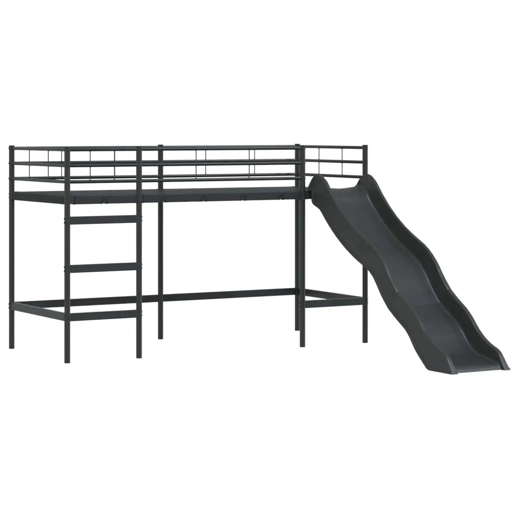 Letto loft per bambini con scivolo Nero e antracite