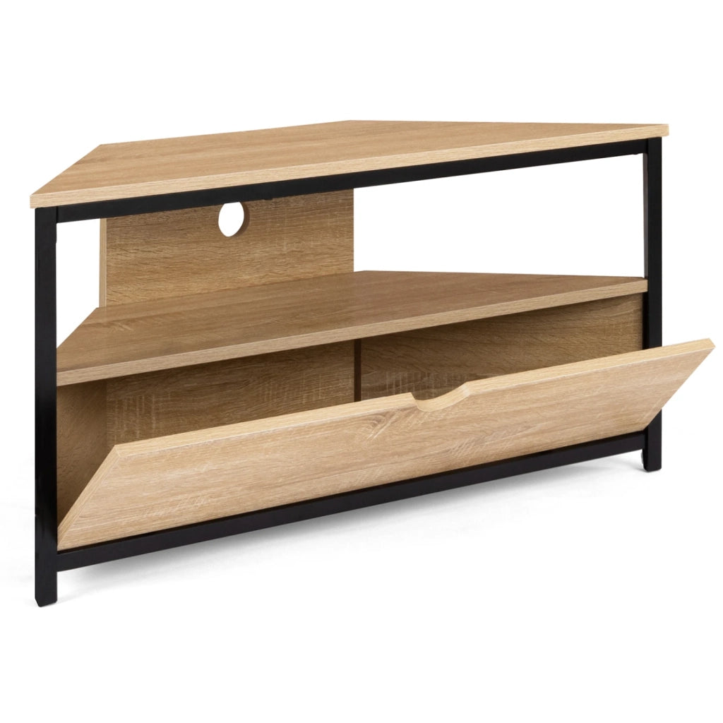 IDMarket - DETROIT Mobile TV angolare da 100 cm con armadio dal design industriale