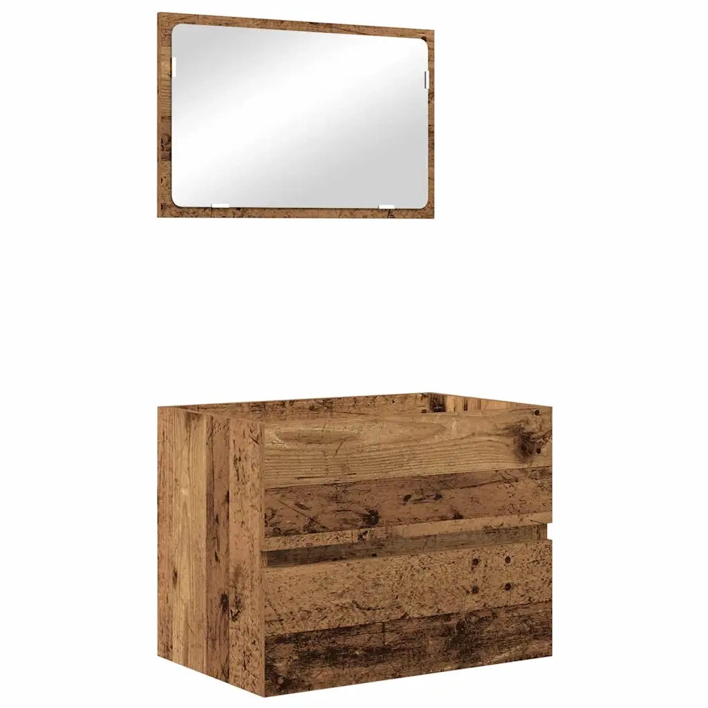 Set di mobili per il bagno con cassetto 3 pcs Legno vecchio