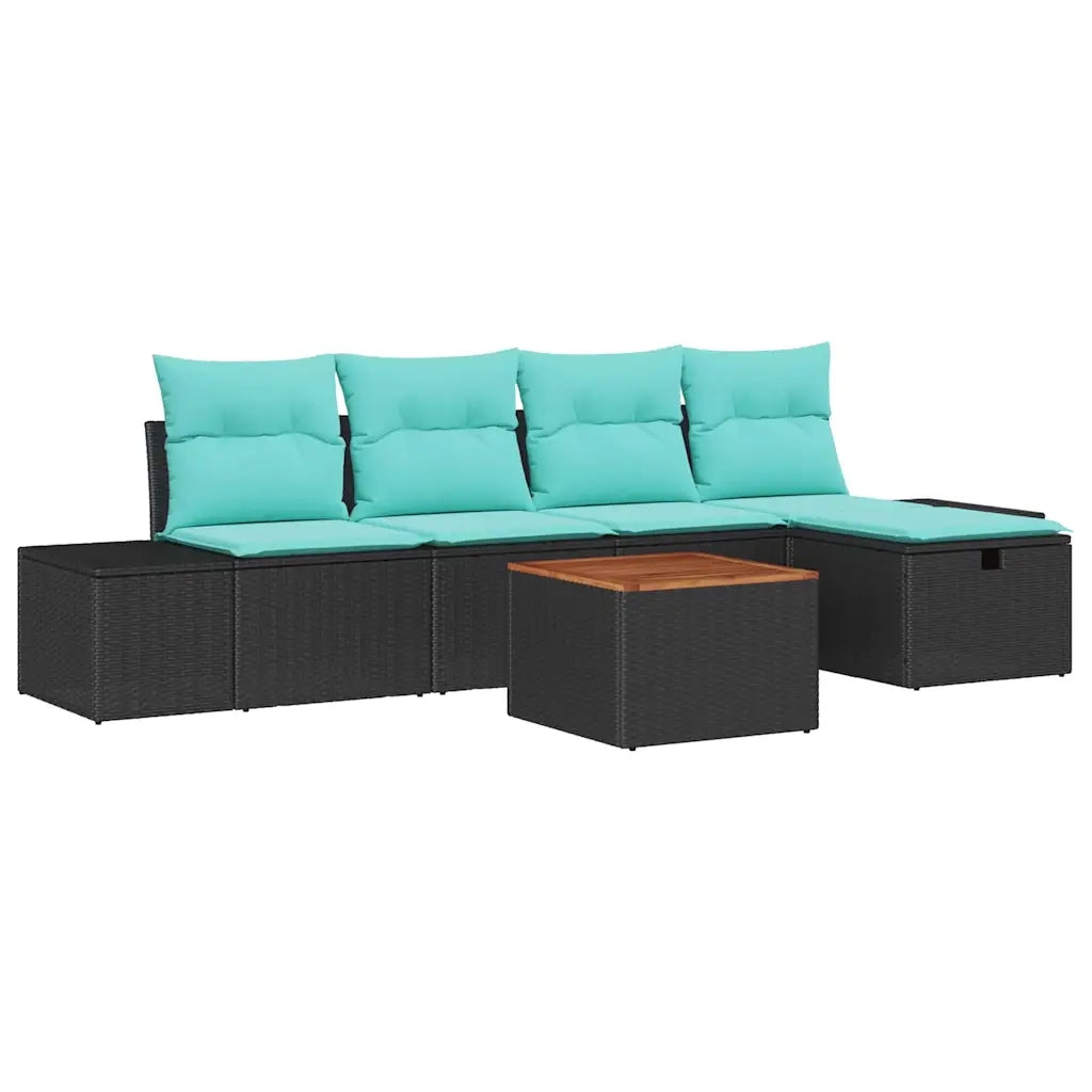 Set Divano da Giardino 6 pz Nero polyrattan 3359592