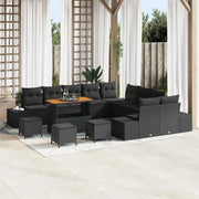 Set Divano da Giardino con cuscino 14 pcs Nero polyrattan 3362849