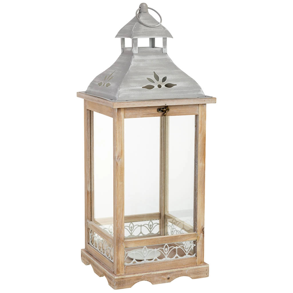 Lanterna in legno 23,5x23,5x61h cm