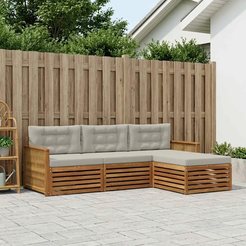 Set di divani da esterno con cuscino Naturale e Grigio Chiaro 3383209