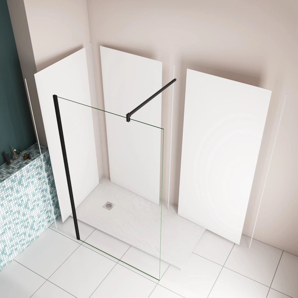 H.210 cm Pannello Doccia ad Angolo 90x120x120 cm Realizzato in Alluminio da 3 mm con Profili Finitura Bianco Opaco per Rivestimento Parete Bagno