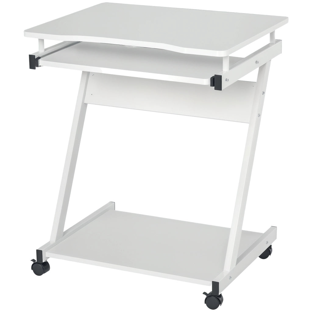 Scrivania per computer con ruote e ripiano scorrevole ¨C zephmum ¨C Bianco