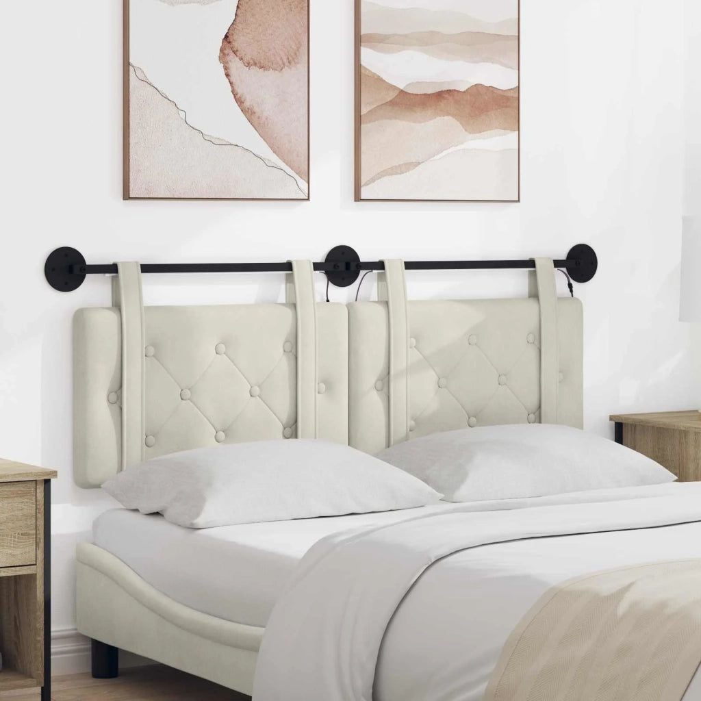 Testiera | Testata sospesa Con luce LED Crema Velluto