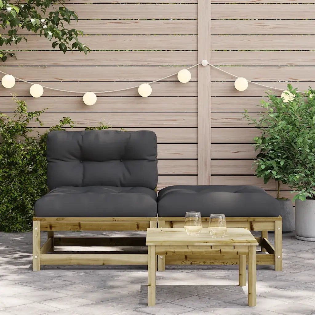Divano da Giardino Senza Braccioli con Cuscini e Poggiapiedi-Sofa da Giardino-Divano da esterno 488751