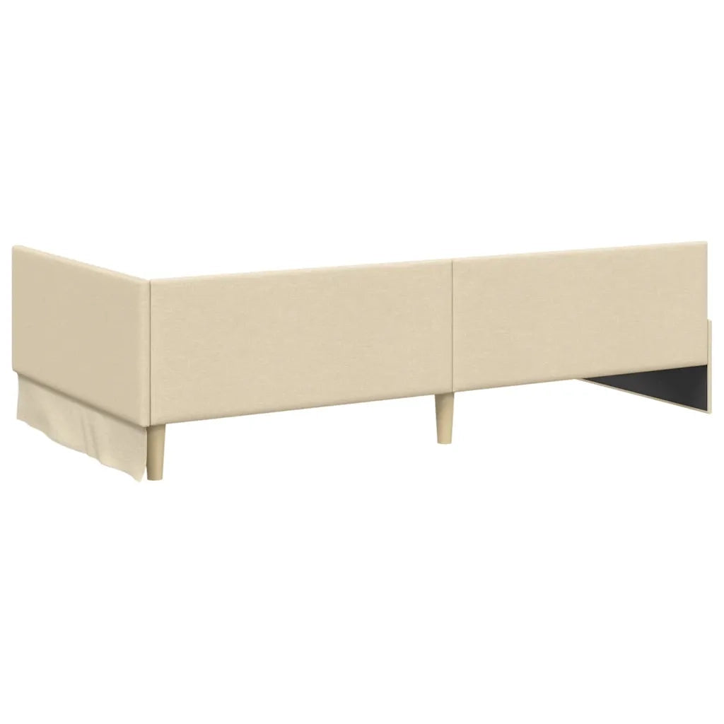 Letto singolo | Letto per adulti | Cornice del letto ad angolo Crema 80 cm x 200 cm Tessuto