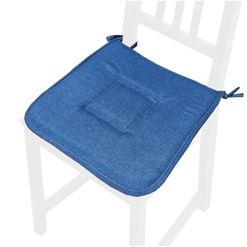 Set 4 Cuscini Sedia Cucina Cotone Morbidi Lavabili Universali Coprisedia Colore Pastello Blu