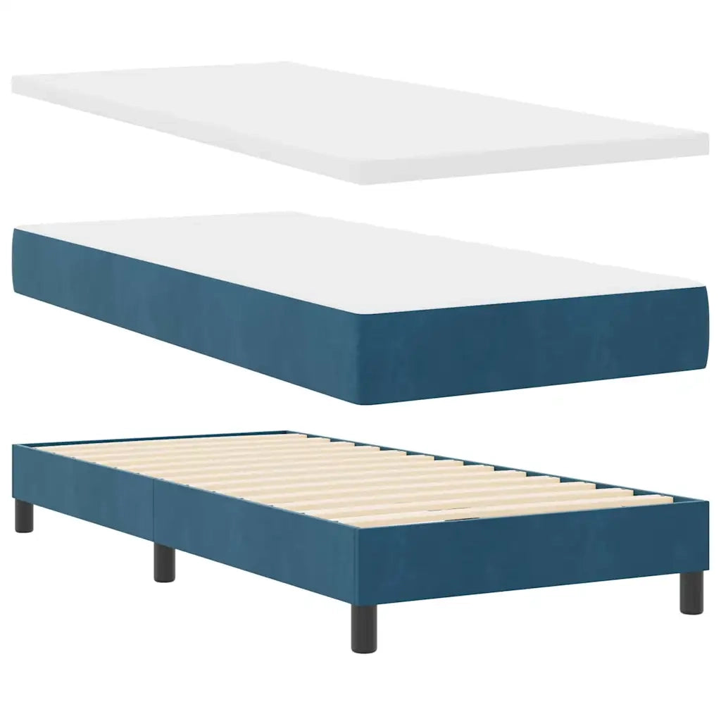 Letto a Sorgente LED con led Blu Scuro 100 x 200 cm Velluto