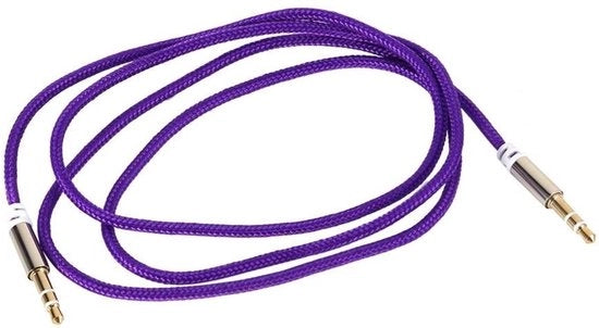 Cavo stereo per auricolari 35 mm, nylon, senza nodi, AUX, colore blu scuro.