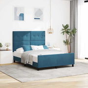 Letto a molle con testiera Blu Scuro 140 x 200 cm Velluto