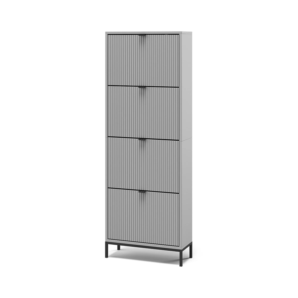 Vicco Scarpiera da ingresso Grigio 60 x 168 cm con 4 cassetti pieghevoli