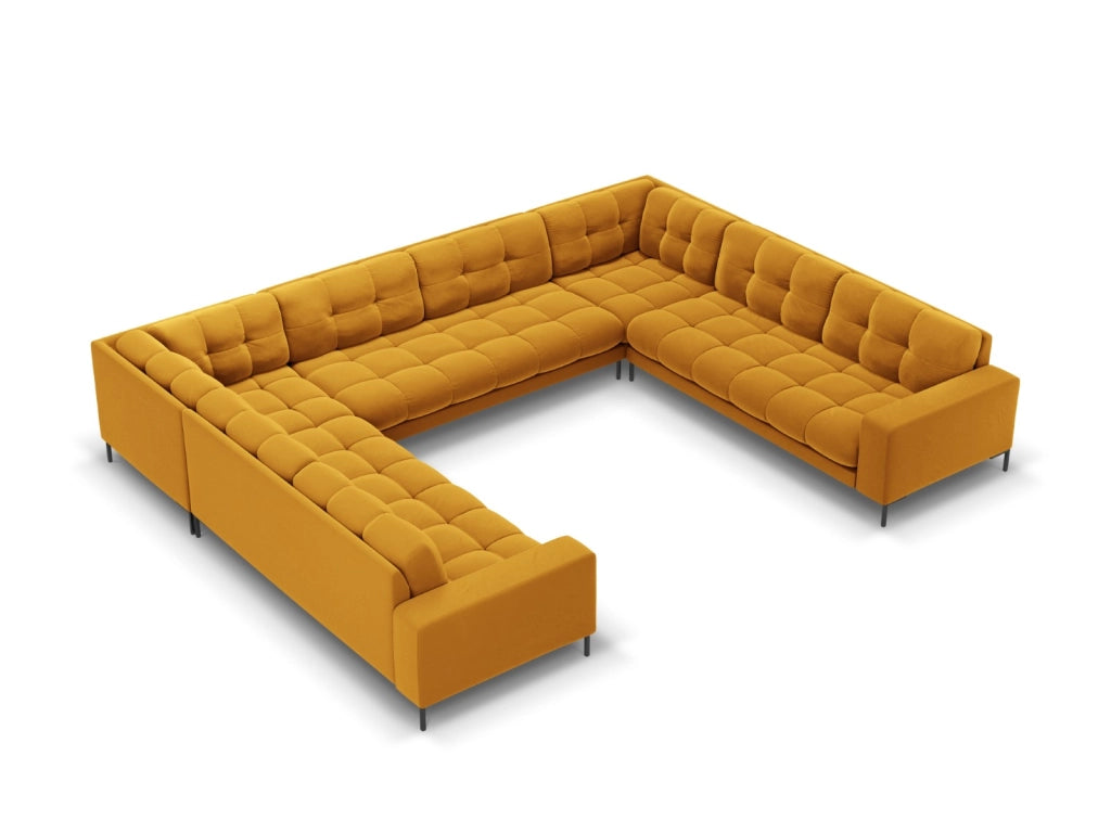 Cosmopolitan Design - Divano panoramico "Bali" 9 posti in velluto giallo 