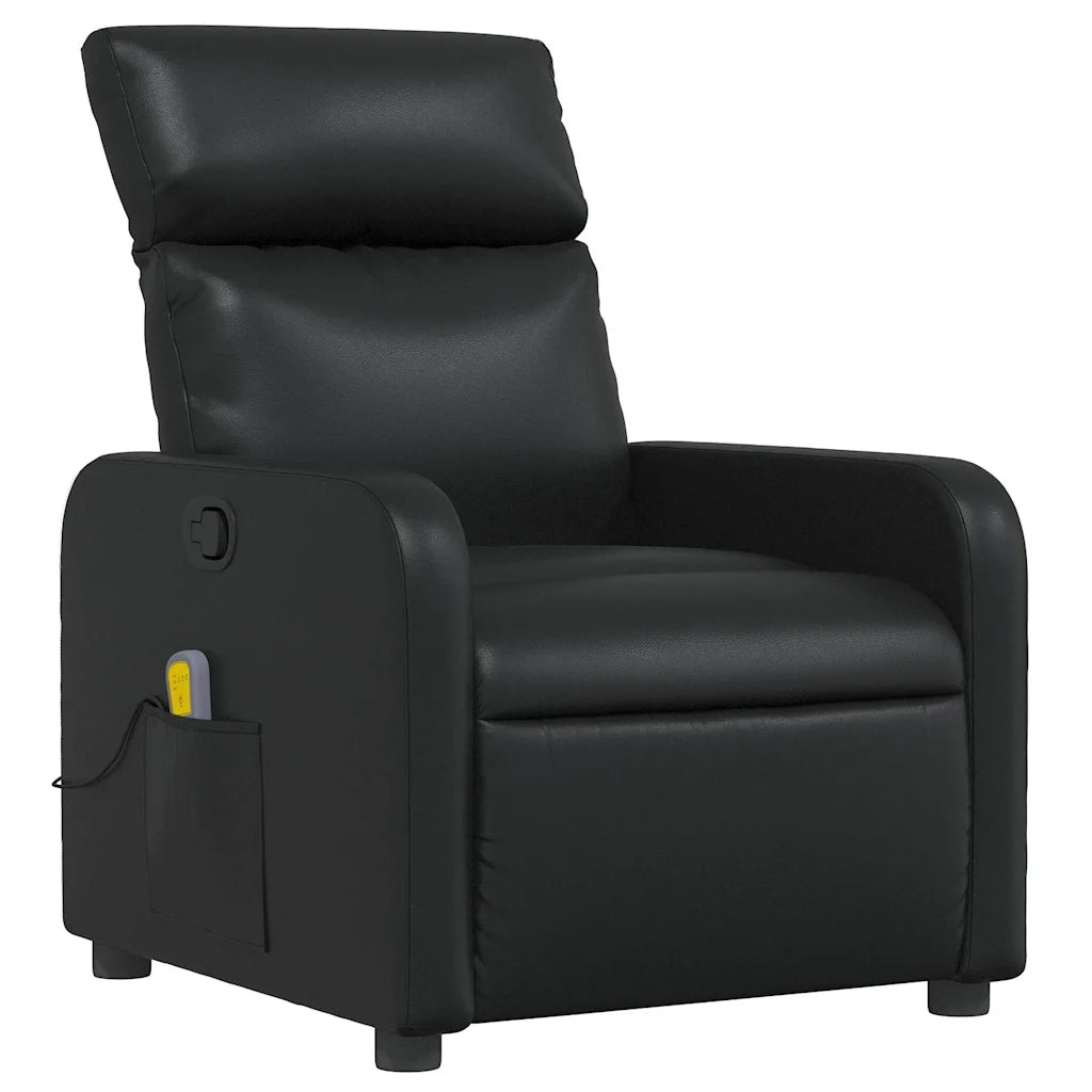 Poltrona Massaggiante | Sedia Relax Reclinabile Nera in Similpelle