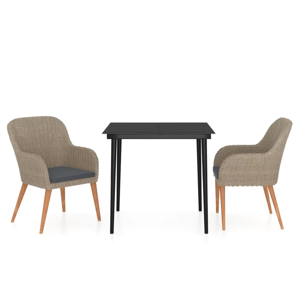 Set da Pranzo da Giardino 3 pz con Cuscini Marrone 3099523