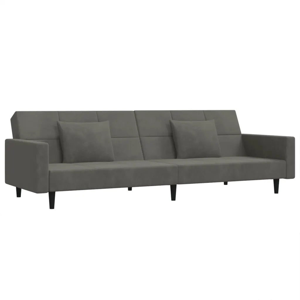 Divano Letto a 2 Posti con 2 Cuscini-Sofa Letto 2 Posti-Daybed Grigio Scuro in Velluto 350954