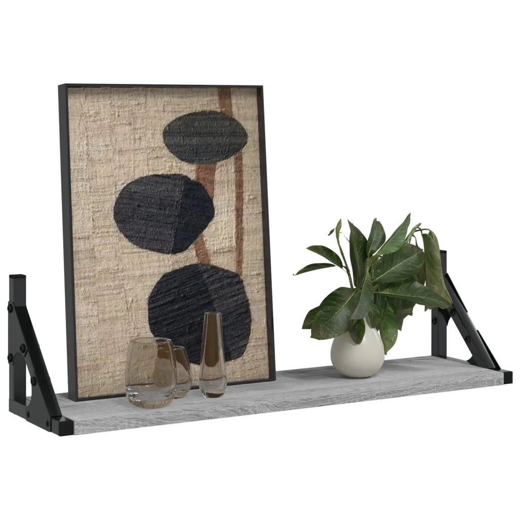 2 pz Mensole da Parete | Scaffali a Parete | Ripiano a parete Grigio Sonoma 60x15x15,5 cm
