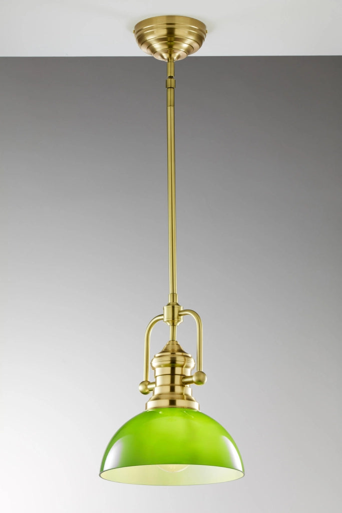 Lampada a sospensione industriale ottone verde E27 Jupiter