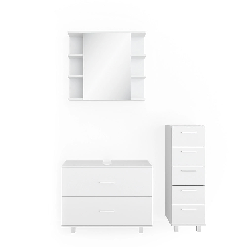 Vicco Set mobili bagno Bianco 3 parti, con mobile midi