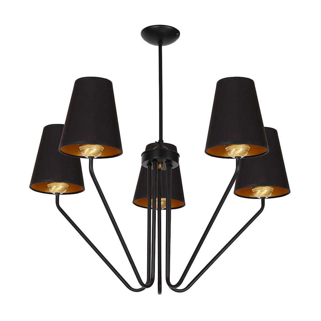Lampadario 5 luci E27 Victoria nero/oro Milagro MLP4913