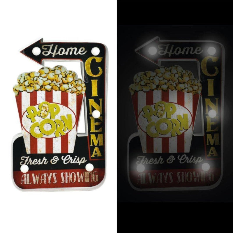 Insegna metallo pop corn con led cm 25x40,5x5