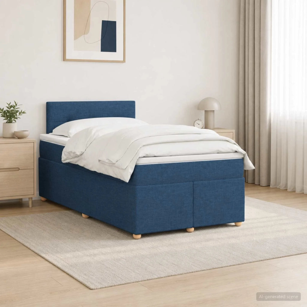 Letto box spring con materasso Blu 120 x 190 cm Tessuto 3452379
