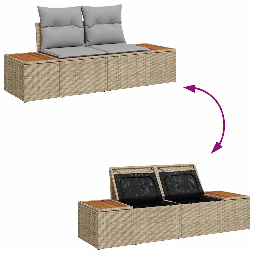 Set Divano da Giardino con cuscino 7 pcs Beige Poly Rattan 3360974
