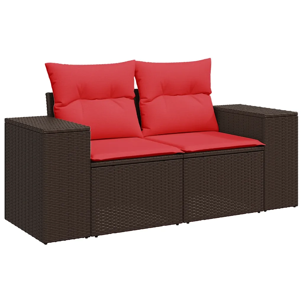 Set Divani da Giardino 9pz con Cuscini Marrone in Polyrattan 3325750