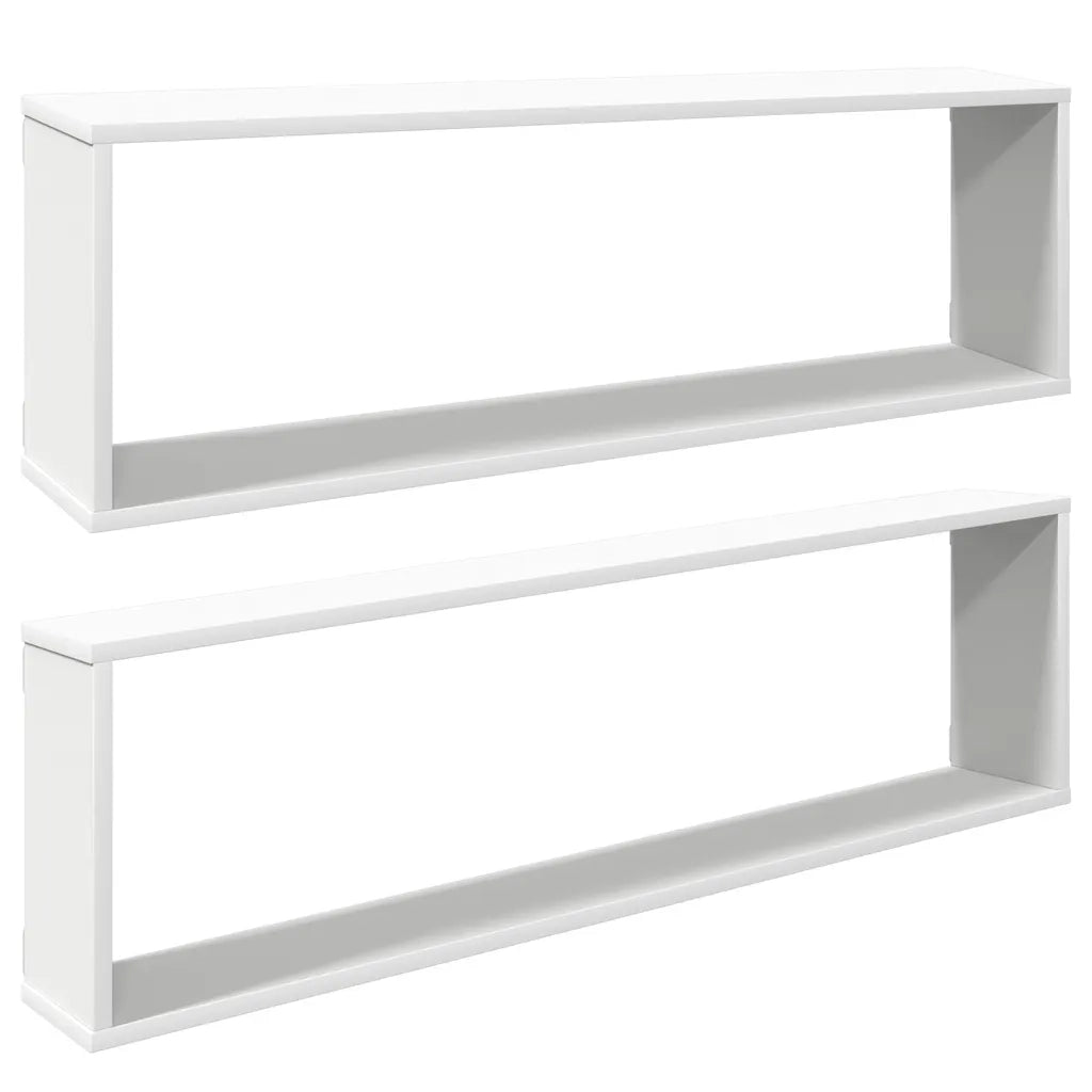 Mensole Parete a Cubo 2 pz Bianco 100x15x30 cm in Multistrato 807079