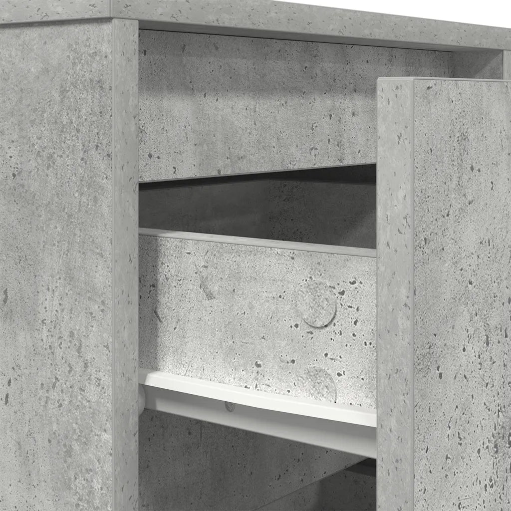 Comodino | Armadio da Notte | Mobiletto da notte con Luci LED Grigio Cemento 38x34x65 cm