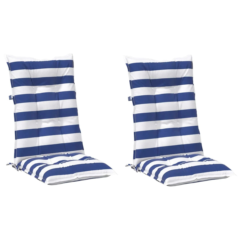 Cuscino da Esterno 2 pcs Blu e Bianco 120 x 50 x 7 cm Tessuto 42040527