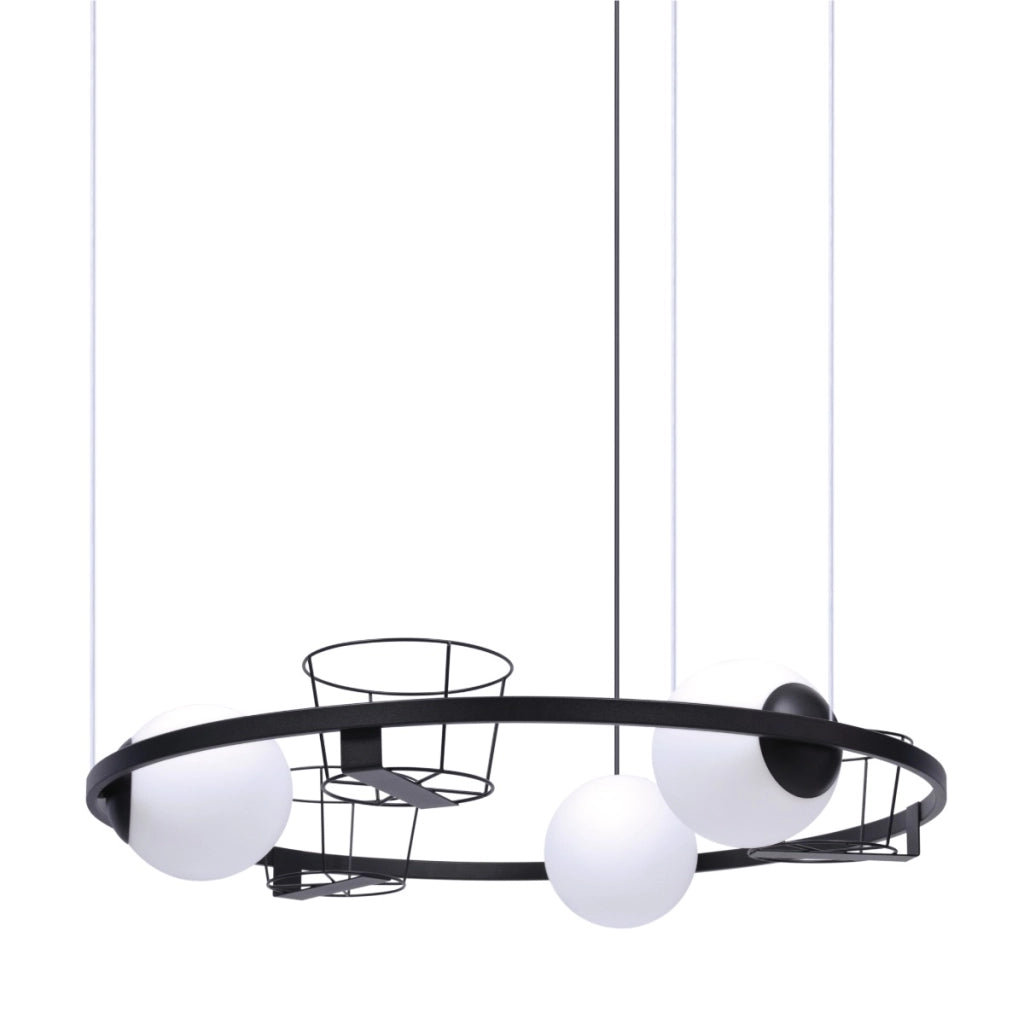 Lampada a sospensione Zuma Line PLANT 3xE27 nero/bianco