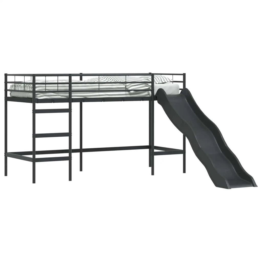 Letto loft per bambini con scivolo Nero e antracite